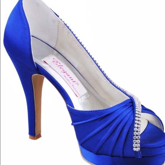 Elegant park women high heel platform . Royalblue - Picture 3 of 5